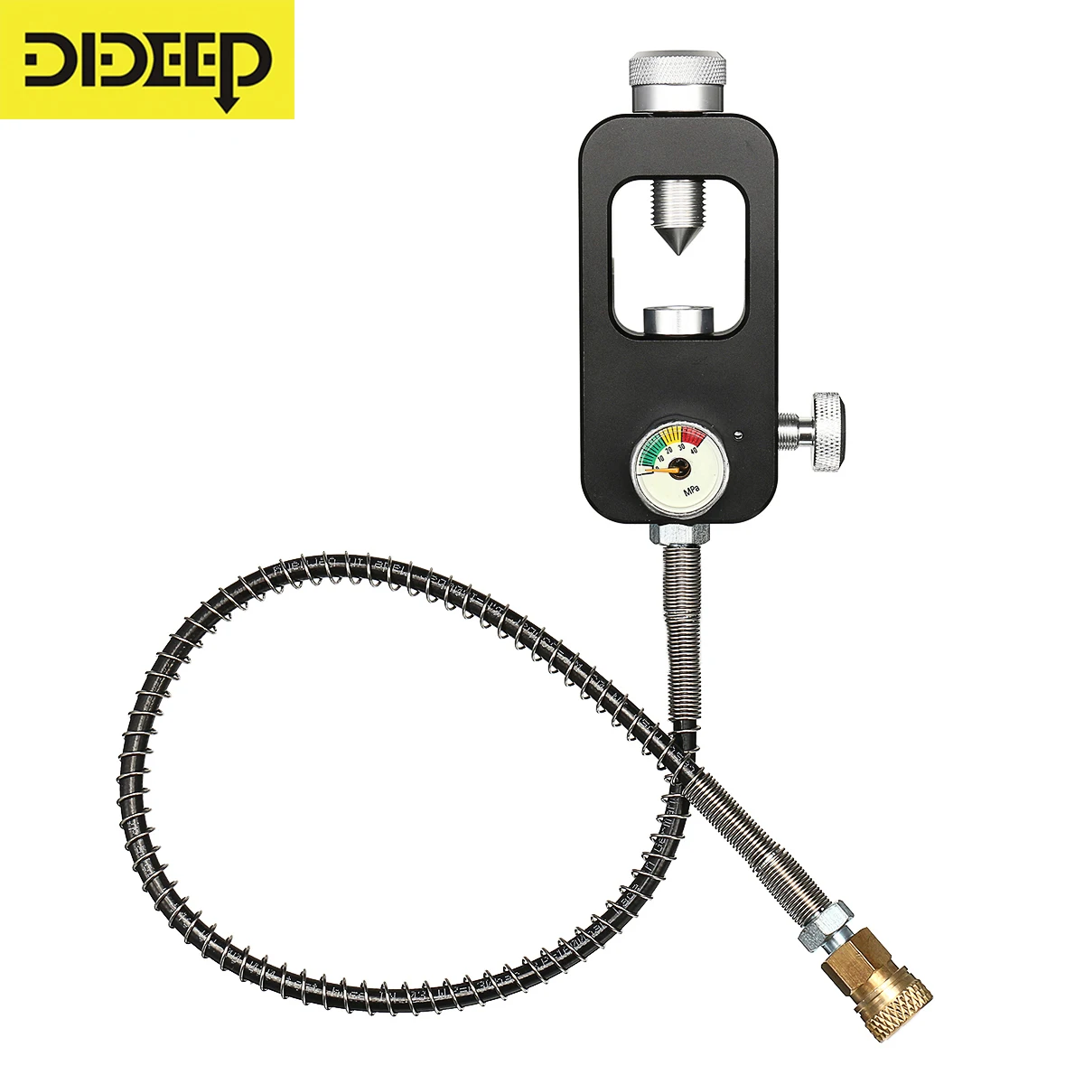 DIDEEP Mini Scuba Diving Tank Oxygen Cylinder Respirator Adapter 8MM Large to Small Scuba Tank Adapters Heads with Strap Tube