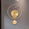 Wall Clock Classic Brass Branch Bird with Pendulum Backyard Garden Decorations Natural Pastoral Style Home Room Interior Design 1