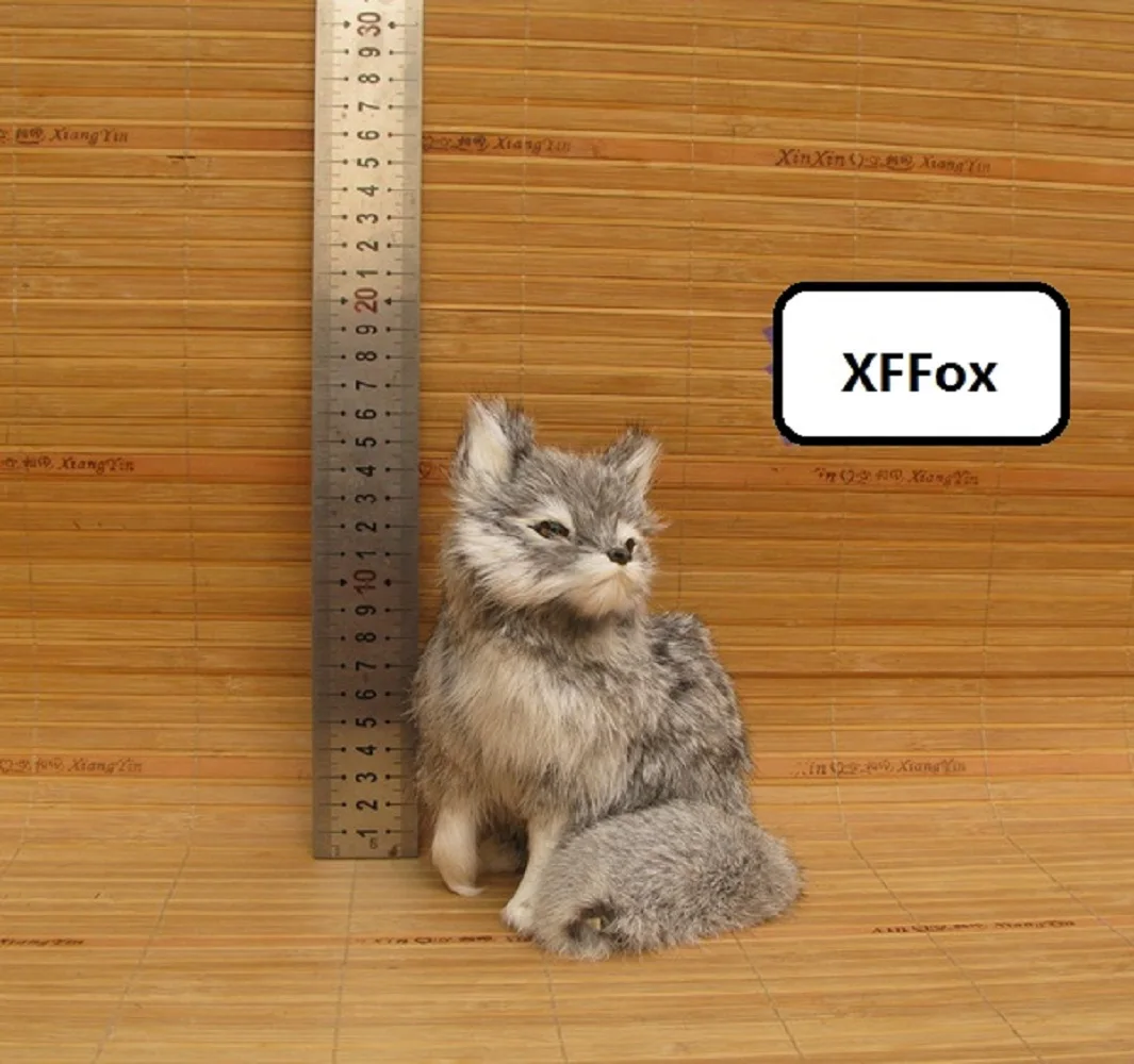 

Новая реальная жизнь, Серая лиса, модель из пластика и меха, игрушечная лисица, подарок, около 12x10x15 см xf1757