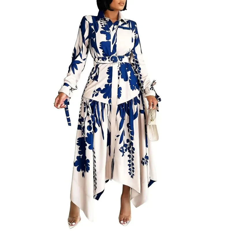 

Dashiki Africa Clothing African Print Dresses for Women Elegant Spring 2024 African Long Sleeve V-neck Party Evening Maxi Dress