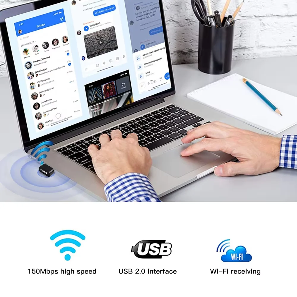 USB WiFi N-150M 무선 어댑터 2.4GHz 네트워크 부스터 Win7/8/10/11 용 PC 노트북 용 USB2.0 드라이버없는 Wlan 수신기 카드