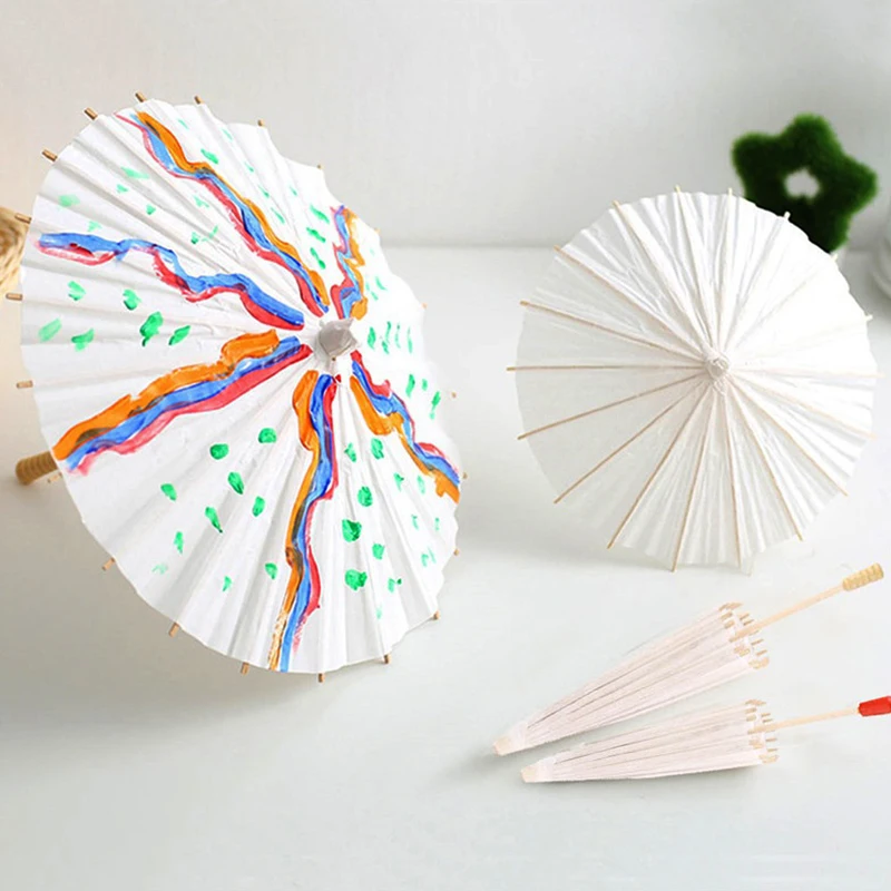 20/30/40/60cm Wedding Paper Umbrella Wooden Handle White Diy Chinese Paper Umbrella Birthday Party Wedding Photography Props