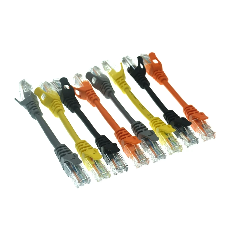 짧은 UTP 이더넷 네트워크 케이블 남성-남성 RJ45 패치 LAN 케이블 CAT5e CAT6e 검정 회색 주황색 노랑 다양한 길이 0.1M 0.3M