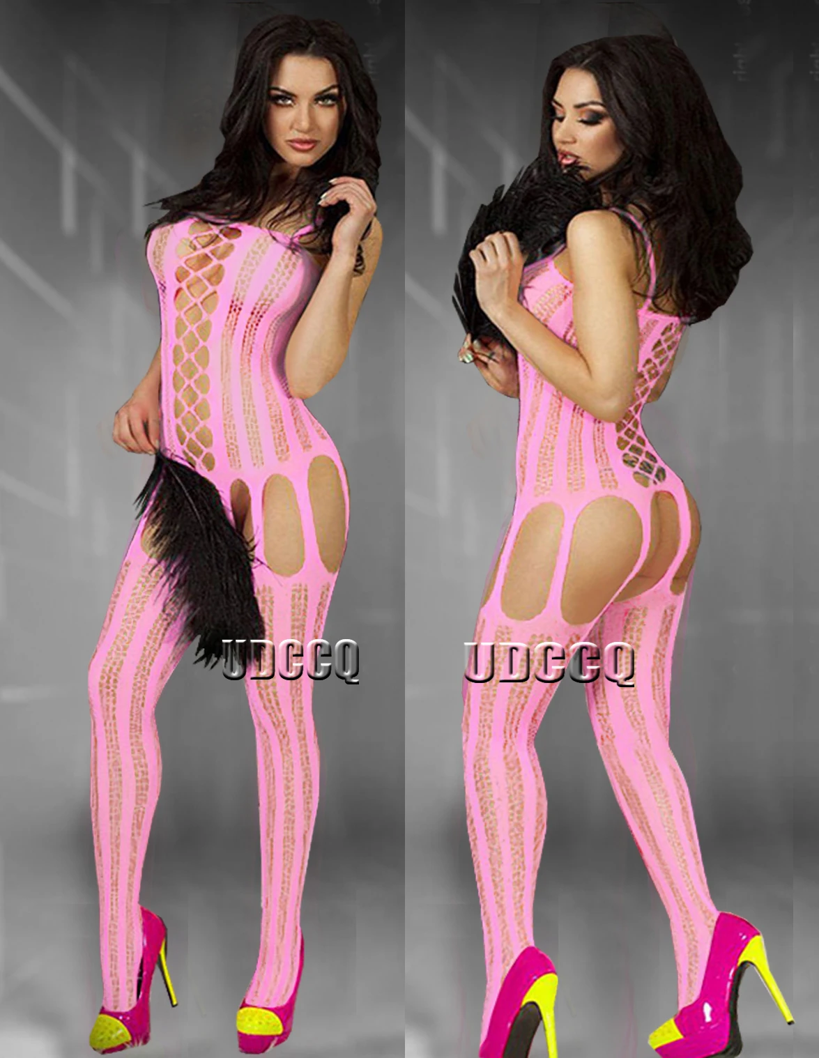 HOT Sexy crochet fishnet bodysuit Cosplay Lingerie Babydoll dress Underwear Translucent Chemises garters Teddies Sleepwear Q501