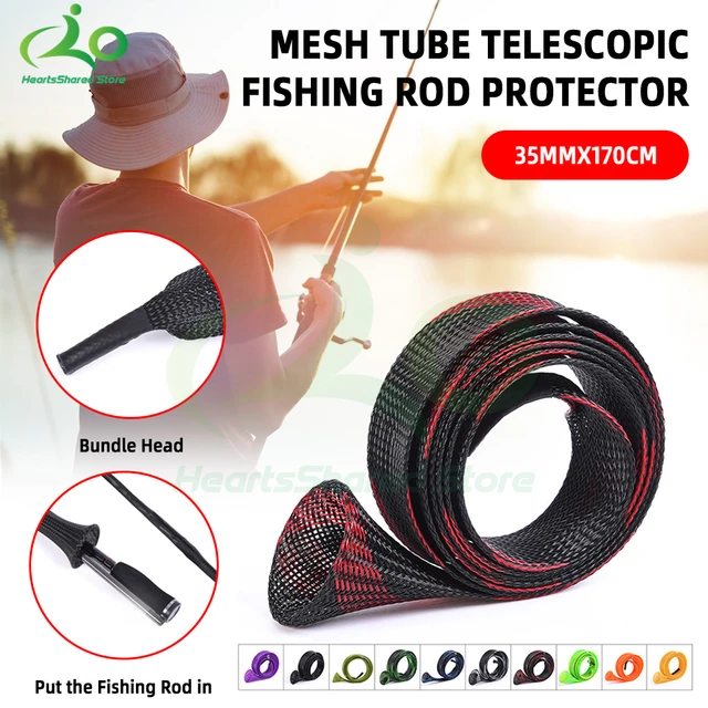 1pc 35mm*170cm Elastic Tangle Fishing Rod Protective Sheath Jacket Net Tube Cover  Sleeve Fishing Rod Protective - AliExpress