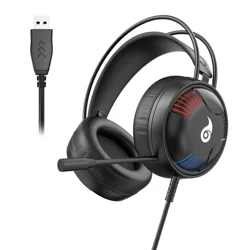 Professional Wired Gaming Headset with LED Lighting and USB Connectivity (Black)