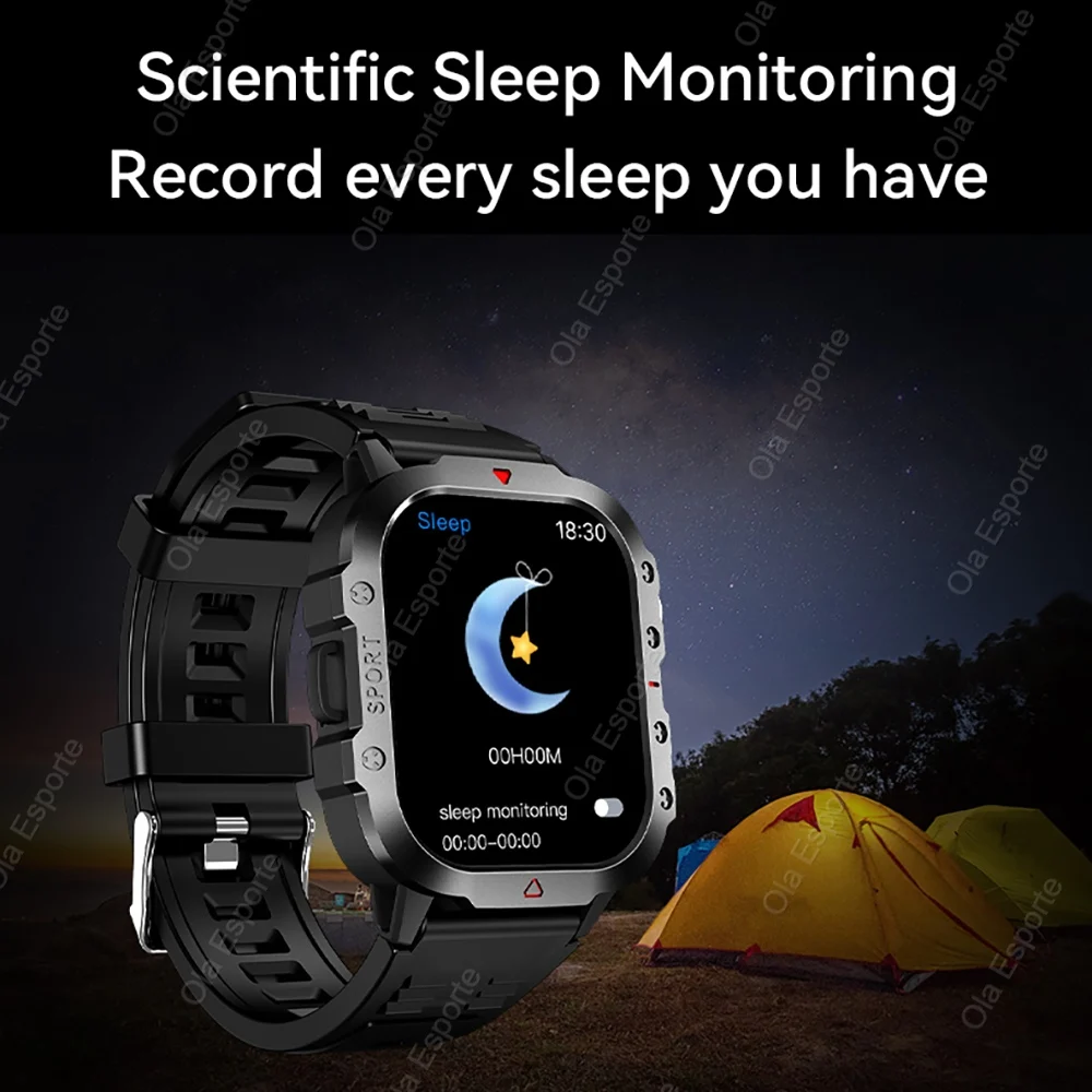 2026 New Men's Smart Watch LED Flashlight IP67 Outdoor Sports Watches Wristwatch Health Monitoring Smart Watch for IOS Android 6