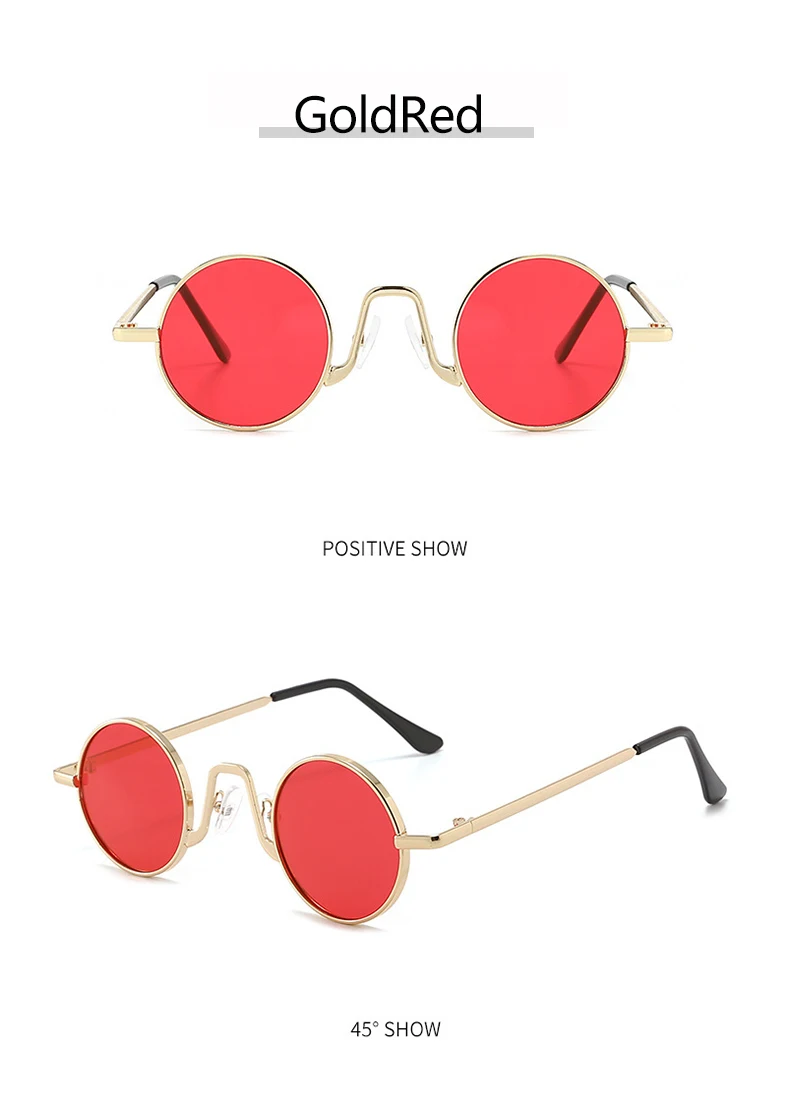 Literarische Retro-Sonnenbrille mit Kleinem Rundem Rahmen, Unisex Metallrahmen, Personalisierte Hip-Hop-Sonnenbrille 1055 – Detail 18