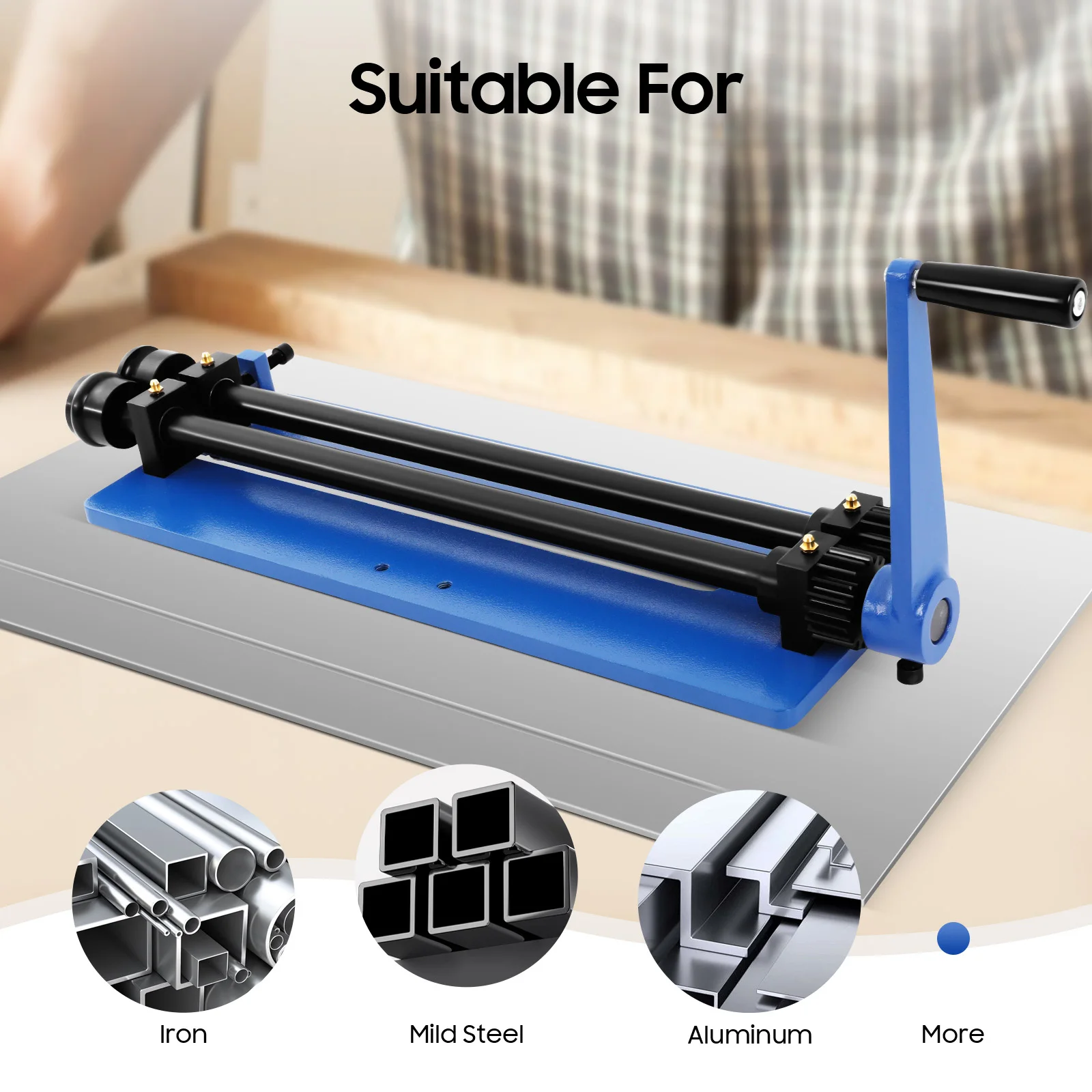 18in Sheet Metal Forming Bead Roller Blue Rolling Tool Adjustable Sheet Metal Bead Roller Machine for Pressing or Crimping Work
