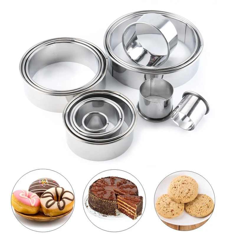 12PCS Stainless Steel Biscuit Mold Dumpling Skin Cutting Mold DIY Biscuit  Pastry Cake Baking Tools Kitchen Baking Gadget