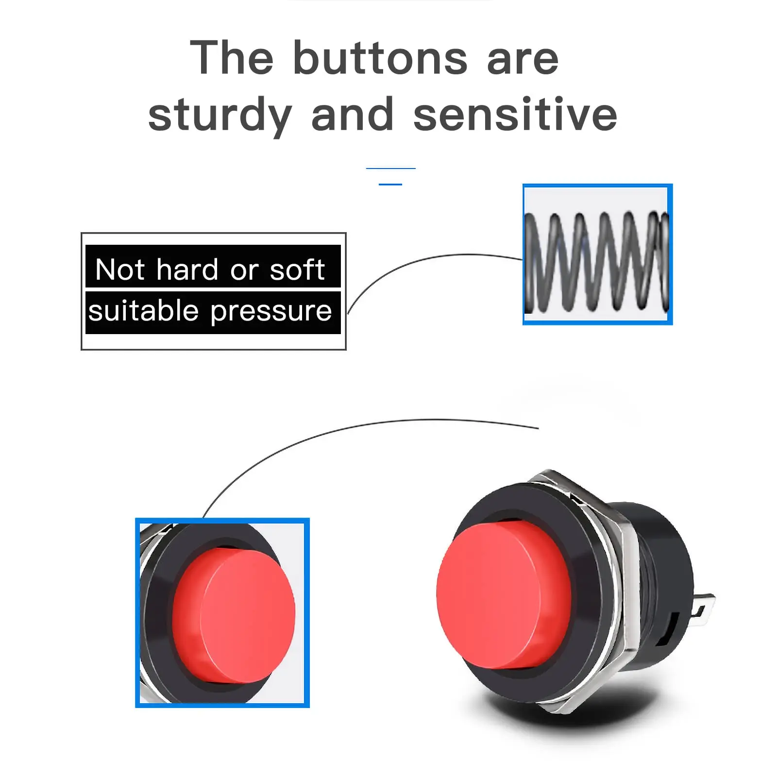 18pcs 6A/125V AC 3A/250V AC 16MM self resetting momentary button switch