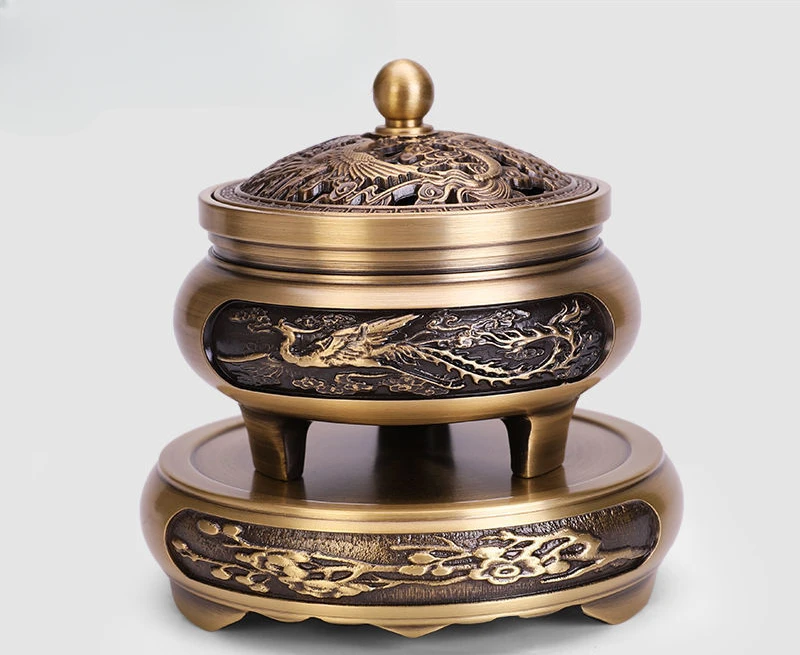 Ciieeo Bruciatore Incenso In Lega Di Rame – Design A Colonna Con 9 Fori, Mini Porta Bastoncini Da Scrivania Per Aromaterapia (3 Pezzi), Dorato - 5
