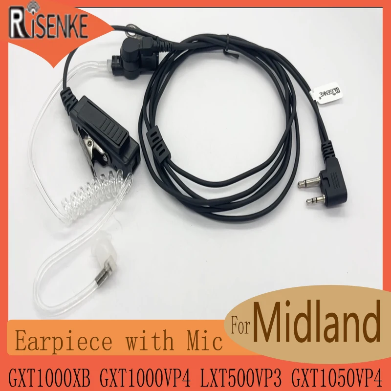 RISENKE Walkie Talkies Accessories Earpiece with Mic, Security for Midland GXT1000XB, GXT1000VP4, LXT500VP3, GXT1050VP4 risenke lxt500vp3 earpiece compatible for midland lxt600vp3 gxt1050vp4 gxt1000vp4 radio g shape walkie talkie headset with mic