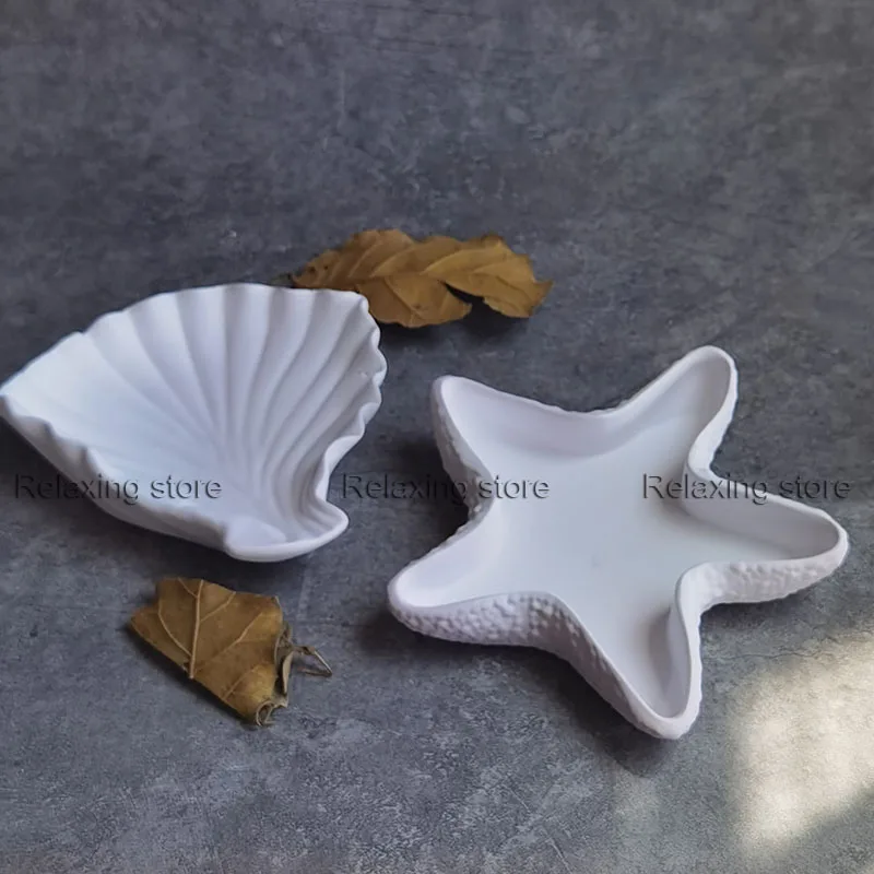 Mini Shell Concrete Storage Tray Silicone Molds Conch Cement Candlestick Plaster Jewelry Display Tray Plate Resin Epoxy Mould