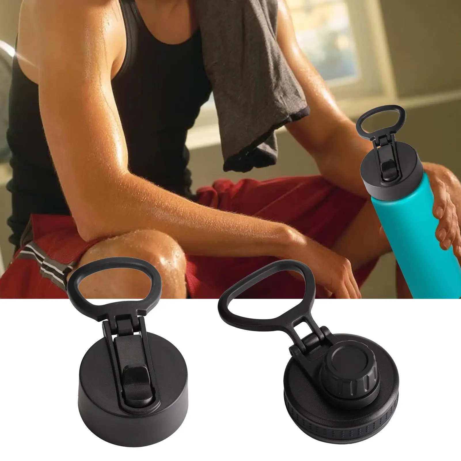 Water Bottle Lid Replacement Leakproof Wide Mouth Bottle Lids Bottle Accessories Hydration Cup Topper with Ring Handle Fit Most