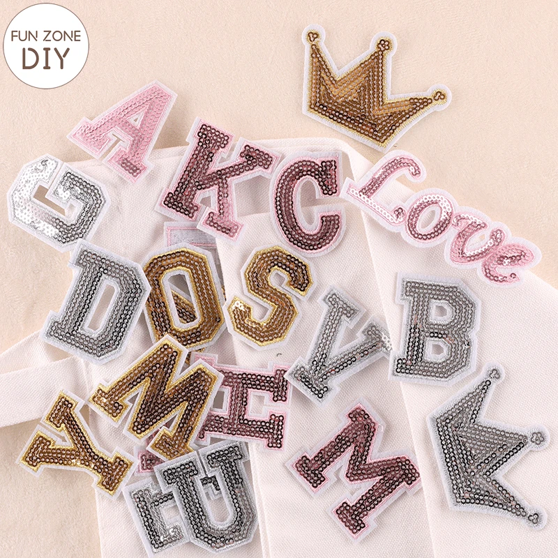 Custom Leopard Letter and Number Iron-on Letters Sequin Patches