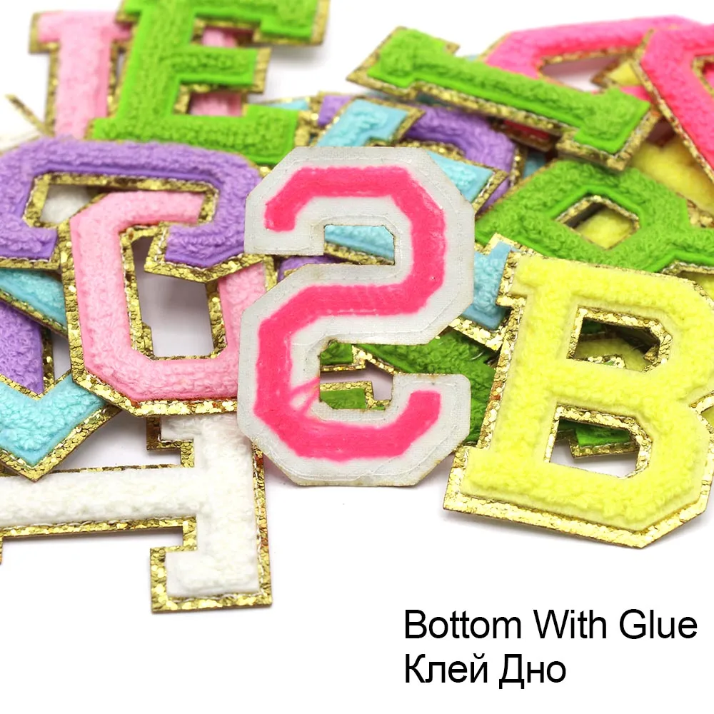 1Pc A-Z Chenille Letter Patches for Clothing Towel Embroidery Patches Iron on Appliques DIY Name Sewing Badges