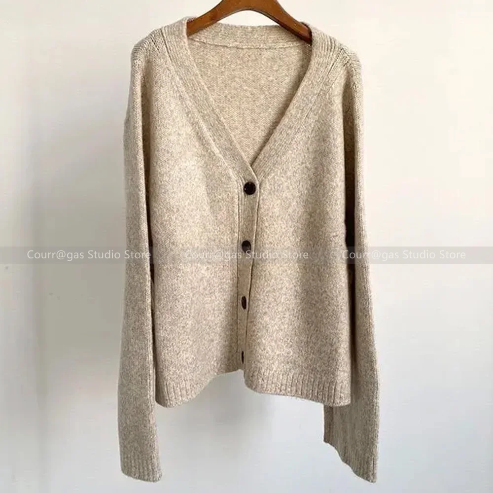 

Niche V-neck strapless knitted cardigan fall and winter sweater female temperament versatile loose long-sleeved lazy style