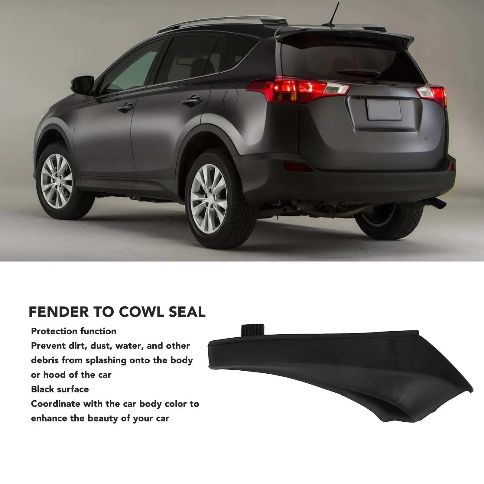 Fender To Cowl Hood Side Seal Black Front Wiper Side Cowl Extension Cover Replacement For RAV4 2013 -