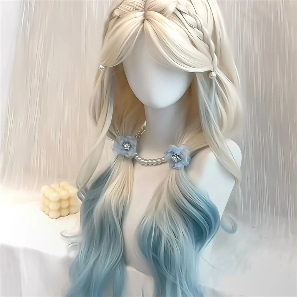 Blue Ombre Synthetic Cosplay Wig for Women