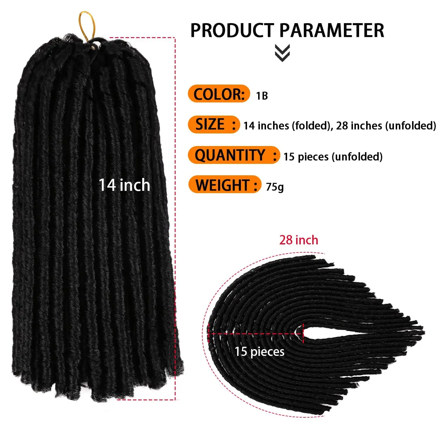 Urban Soft Dread synthetic Crochet Hair - 4 Packs Straight Faux Locs Crochet Soft Locs Braids 2 STYLE in ONE 5