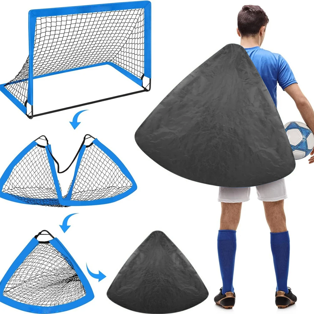 Poray - Rete portatile da calcio per bambini e adulti, set di 2, porta da calcio pop up da 1,2 m, con Oxford 210D, 8 coni di segnalazione e picchetti extra, regalo