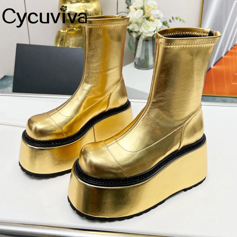 

Quality Leather Platform Ankle Boots For Women Thick Bottom High Heel Dress Shoes Woman Boots Brand Autumn Motorcycle Boots