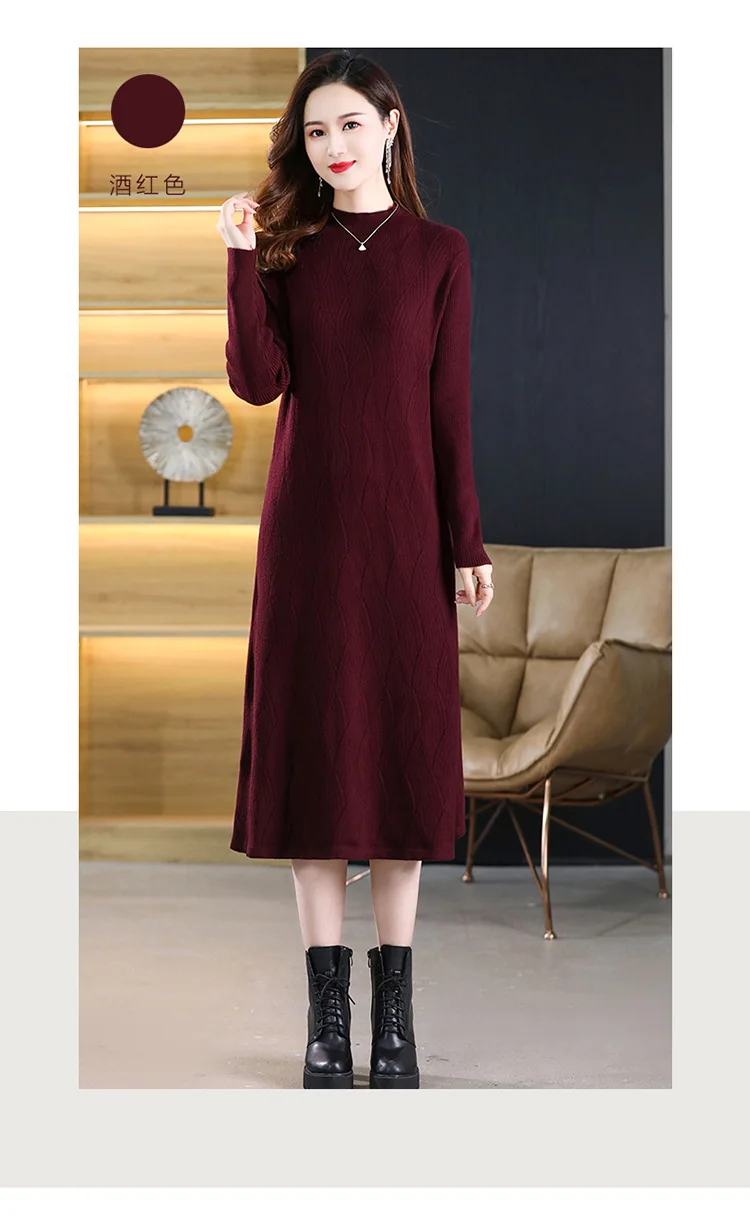 Neue Strickwaren Frau Kleidung Vintage Herbst Winter Bottom Wear Pullover Kleid Zieht Femmes Langarm Tops Pullover frauen Jumper – Detail 1