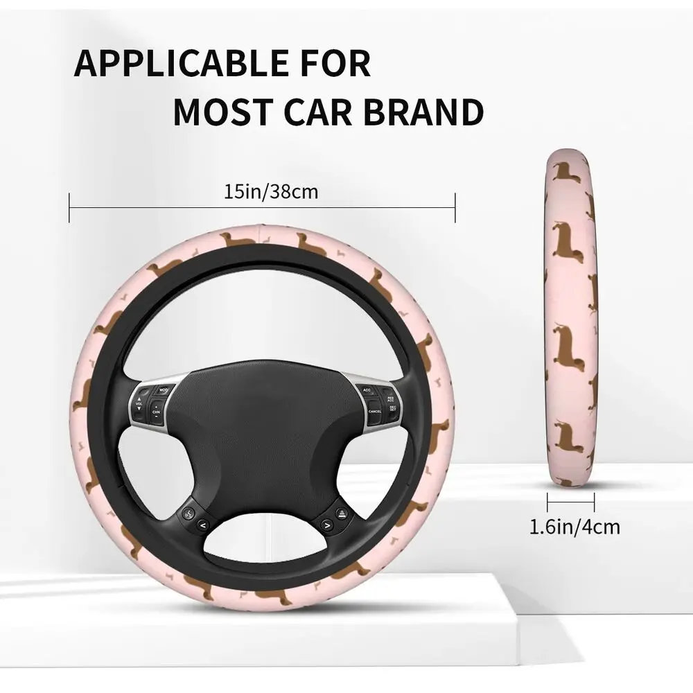 Nette Dackel Auto Lenkrad Abdeckung 38 cm Anti-slip Tier Hund Elastische Auto Dekoration Innen Zubehör – Detail 12