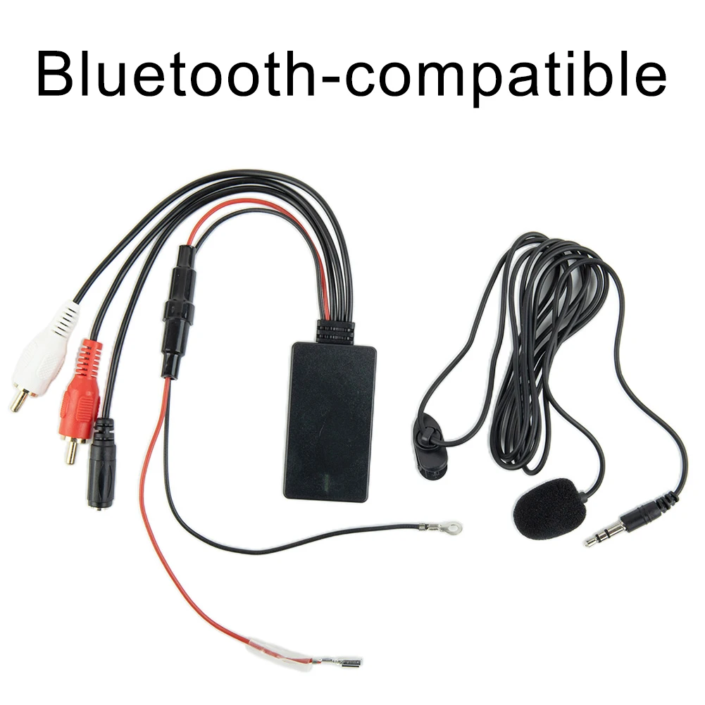 

1pc Car SUV Radio Stereo Audio Cable Adapter 2RCA Connector Music AUX With Microphone Black ABSor Most Auto Bluetooth5.0 Cables