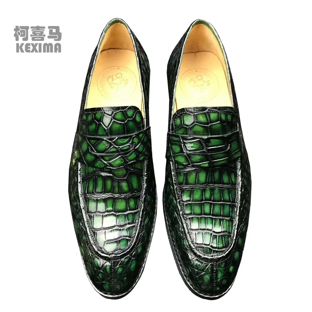 chue s men formal men crocodile leather shoes green color brush
