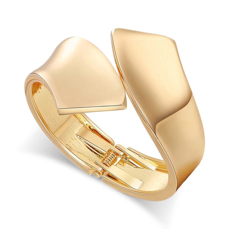 HAHATOTONewSmoothWideBangleforWomenZincalloywithGoldPlating