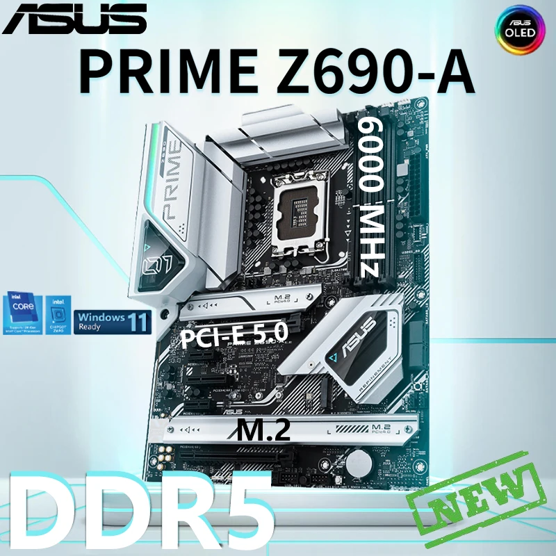  ASUS Prime Z690-A LGA 1700(Intel 12th) ATX Motherboard (16+1  DrMOS,PCIe 5.0,DDR5,4X M.2, Intel 2.5 Gb LAN,USB 3.2 Gen 2 Front Panel  Type-C,Thunderbolt™ 4,Aura Sync RGB Lighting) : Electronics