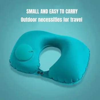U-Shaped Inflatable Travel Pillow Portable Air Neck Support Cushion Comfortable Sleeping Press to inflate pillow 1