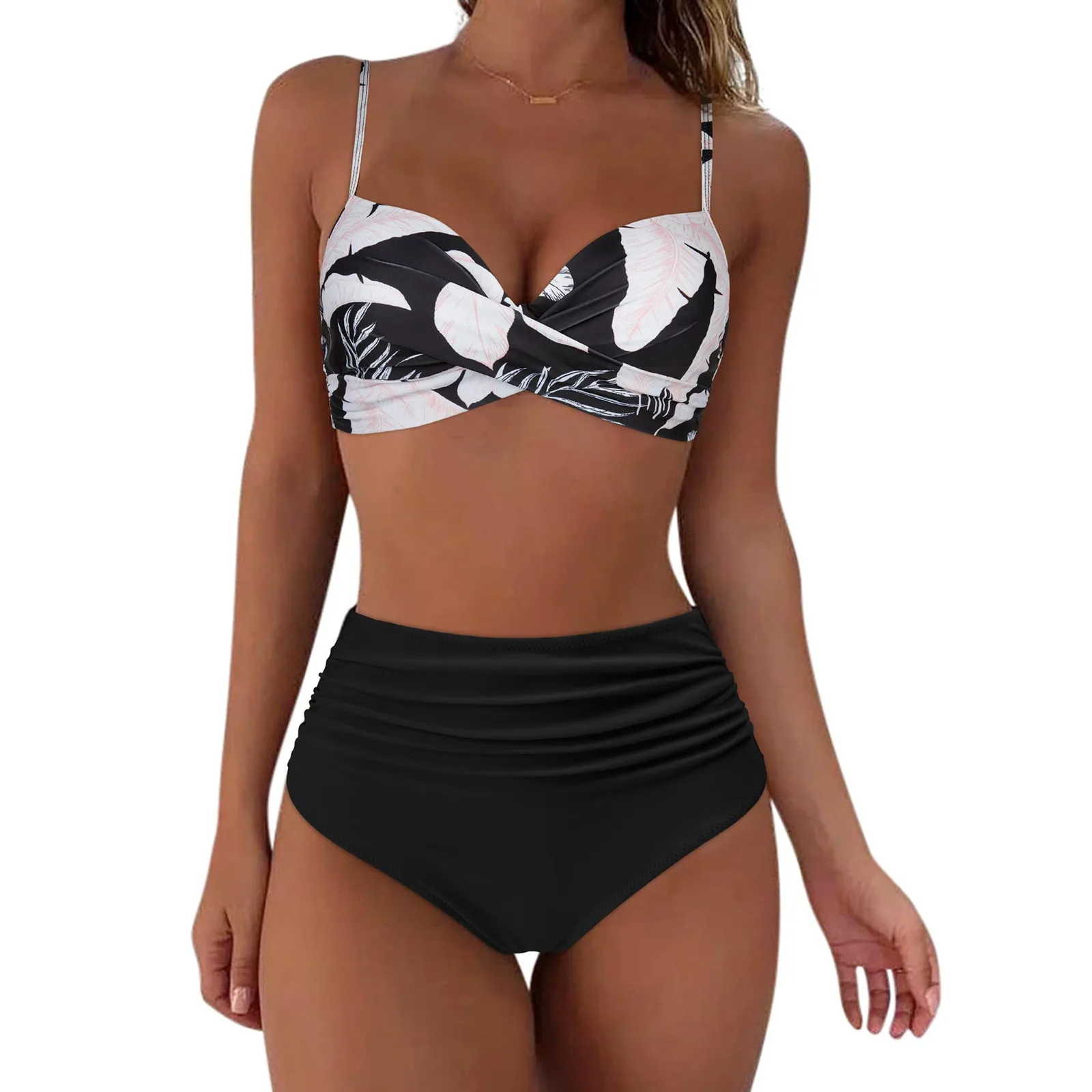 

New Sexy Push Up Bikinis 2024 Women's Solid Color Swimwear Female Swimsuit Swimming Bathing Suits Bikini Set Beachwear