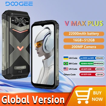 DOOGEE V Max Plus Telefono robusto 22000mAh 36GB(16+20) 512GB 200MP Fotocamera Telefono 6,58" 120Hz Dimensity 7050 Android14