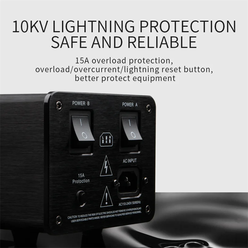 QINCROWN AC Power Strip 3000W LED Display HiFi Auido Noise Reduction Socket Amplifier Purifier Conditioner US Power Filter