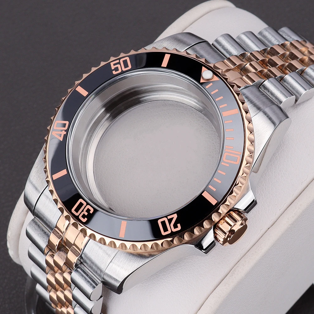 40mm Taucheruhrengehäuse mit Faltschließe und Schiebeverschluss für GMT NH34 NH35 SUB NH36 8215 2824 Armbanduhren Uhrenbox Saphir – Detail 2