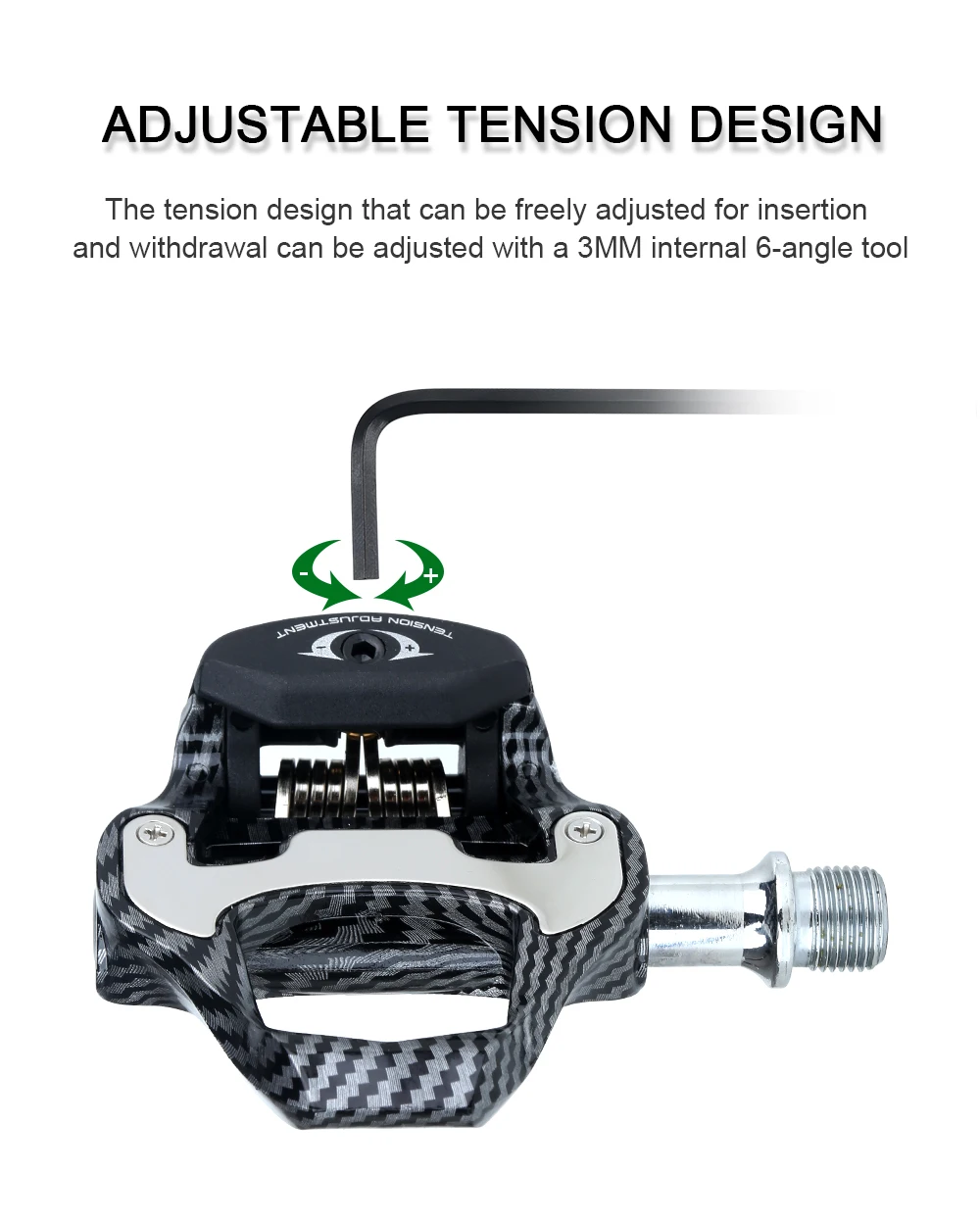RACEWORK Ultraleichtes Rennradpedal aus Kohlefaser, selbstsichernd, für Shimano SPD-kompatible Fahrräder, professionelle Pedale mit Lagern – Detail 5
