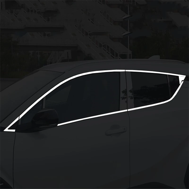 

WELKINRY For Toyota C-HR CHR AX10 AX50 1st Generation 2017-2023 Stainless Steel Car Body Door Window Whole Frame Upper Trim