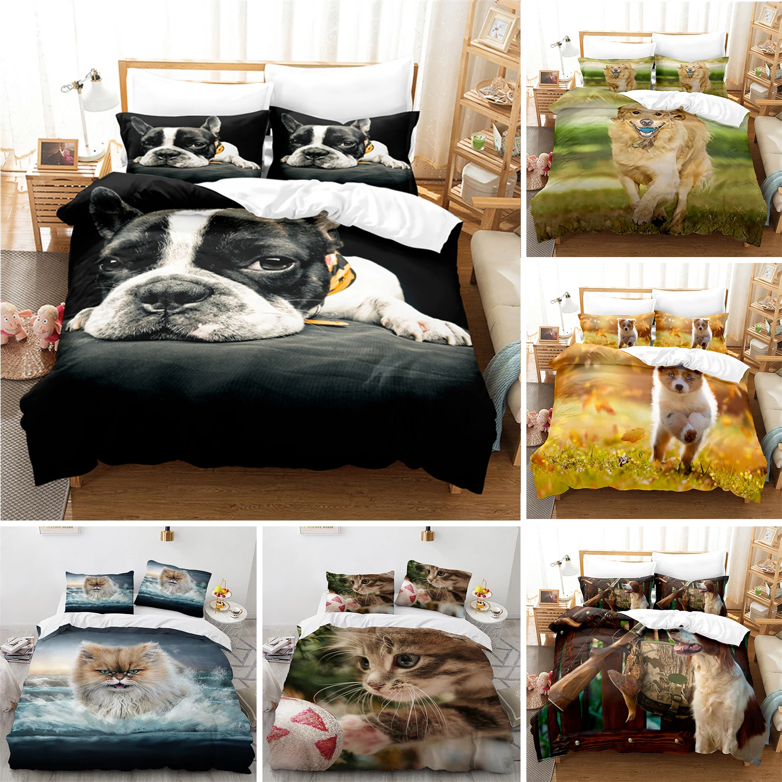 

Pet Pug Duvet Cover Microfiber Puppy Dog Bedding Set Twin Full For Kids Boys Girls Room 2/3pcs Cute Animal Theme Comforter Cover