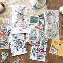 80pcs Vintage Artistic Cute Stickers Pack Nordic Creative Flowers plants Collage Hand Account Stationery DIY Decorative Sticker