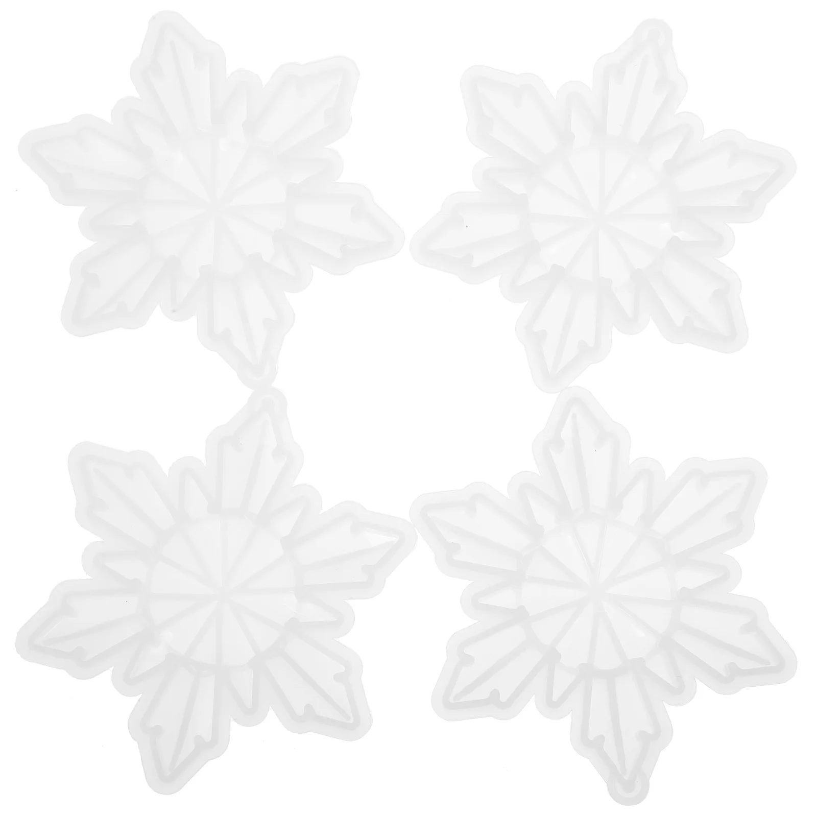 

4pcs Silicone Diy Molds Flexible Snowflake Molds Christmas Themed Pendant Molds Diy Casting Molds