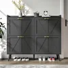 Shoe Storage Cabinet with 4 Flip Drawers, Shoe Cabinet Storage for Entryway Slim, Freestanding Black Shoe Cabinet, Farmhouse 3