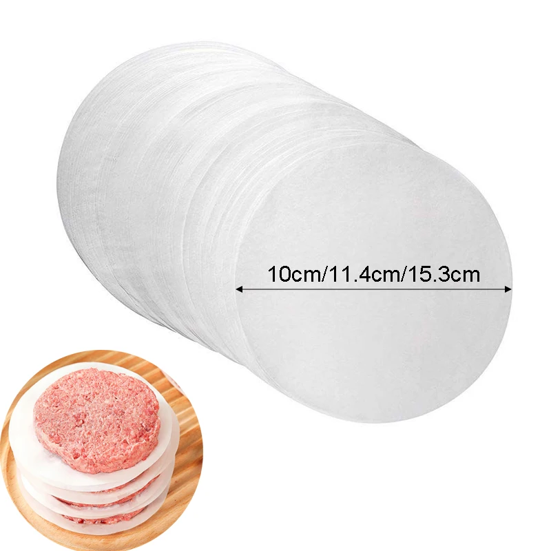 Hands DIY 100 Pieces Hamburger Patty Paper Waxed Butcher Paper Sheet  Non-stick Parchment Paper Round Wax Paper for Patty Storing, Freezing