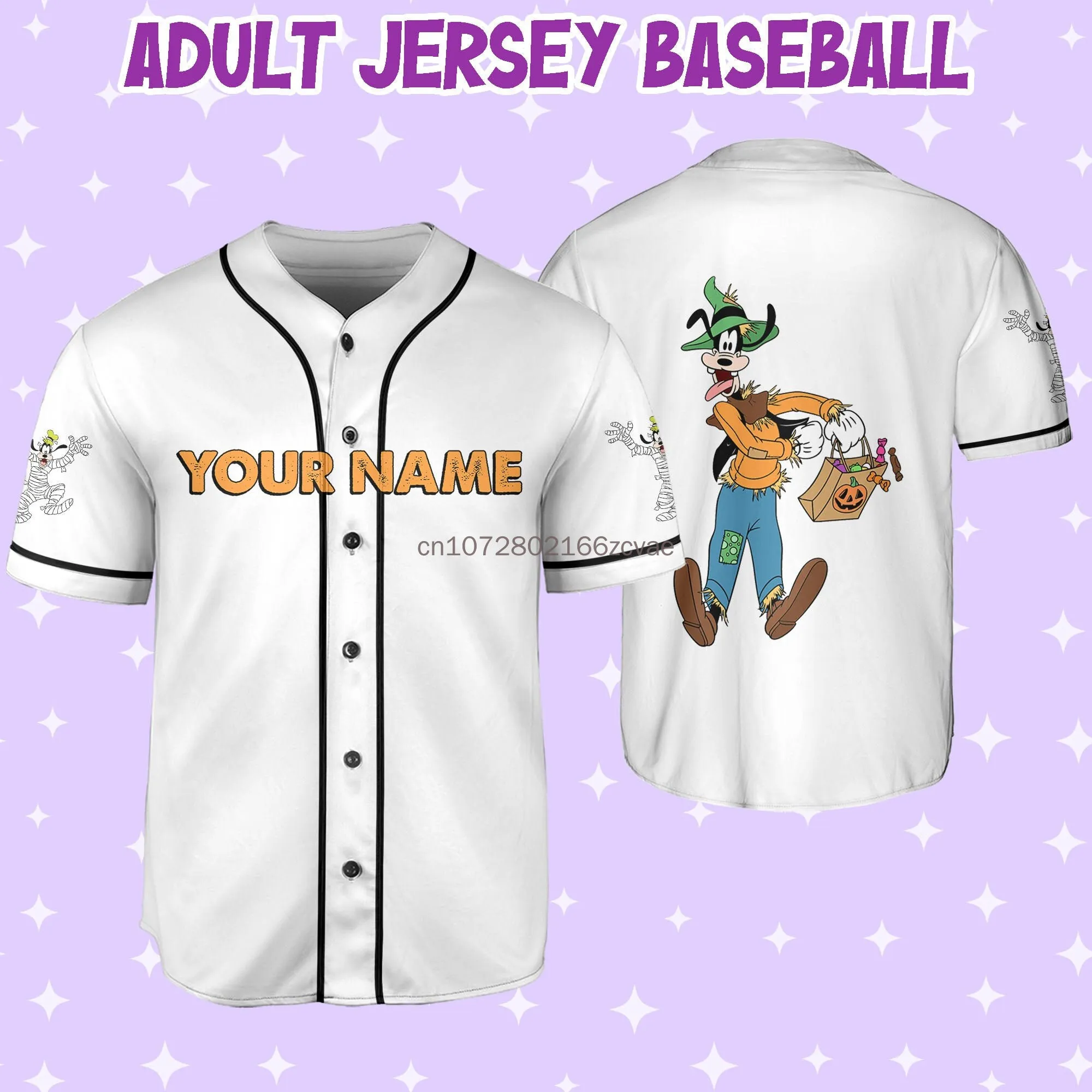 2024 New Goofy Baseball Jersey Nome Personalizzato Uomo Donna Manica Corta Jersey Disney Baseball Jersey Casual Sport Baseball Jersey
