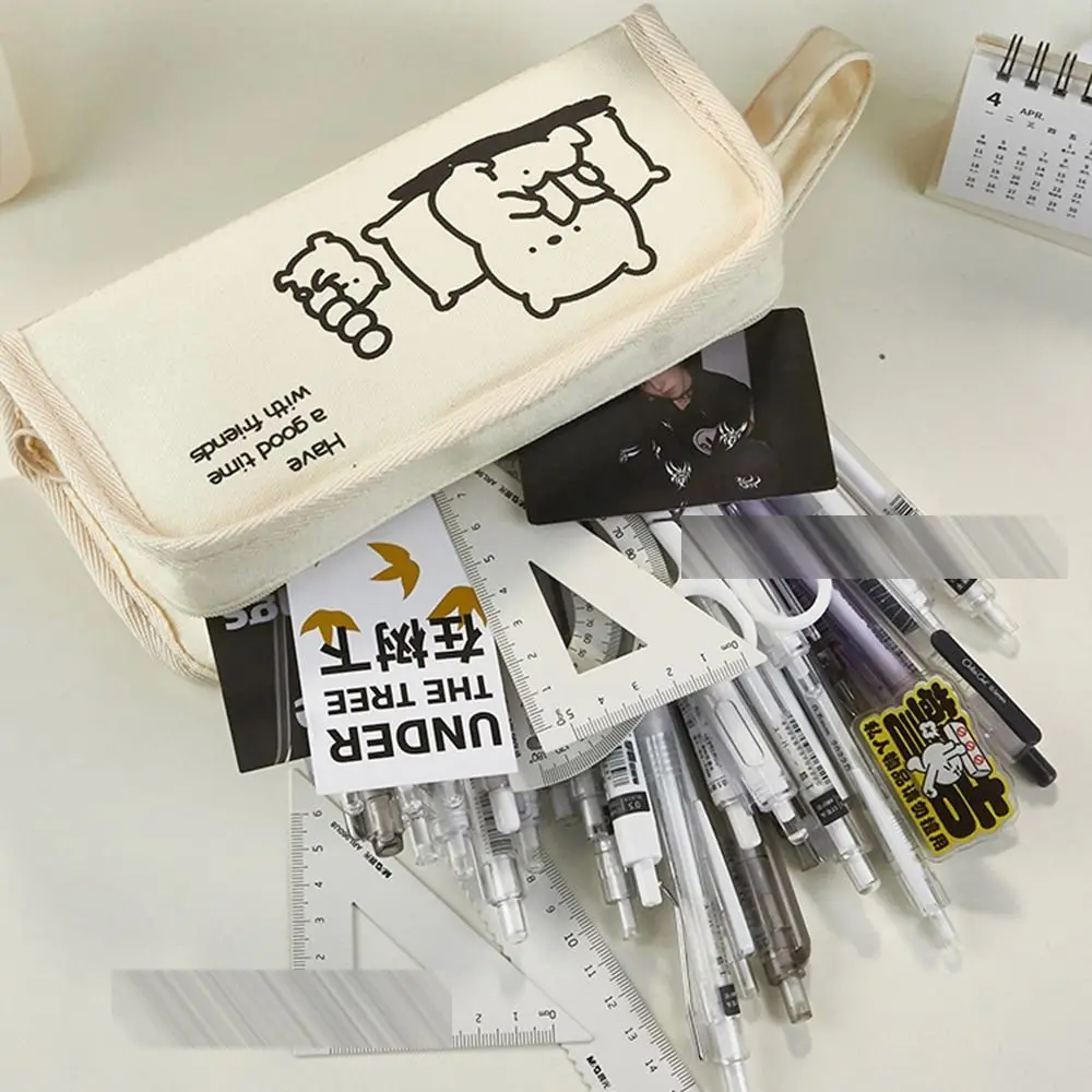 

Вместительная настольная сумка для хранения, мультяшный медведь в Корейском стиле, Фотосумка, держатель для карандашей, школьные принадлежности