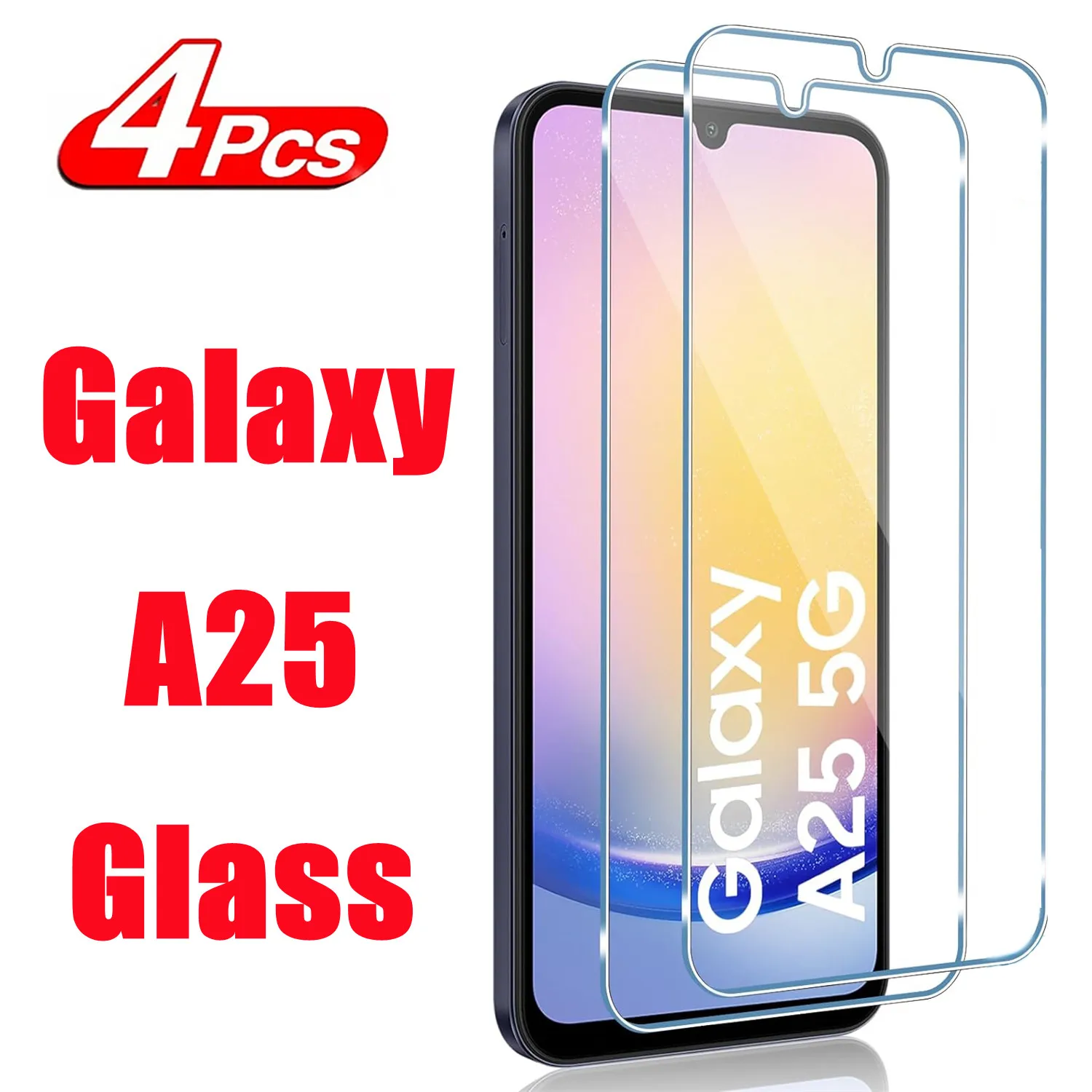 

For Samsung Galaxy A25 high-definition tempered film HD+high-quality tempered glass screen protector glass film 1/4 piec