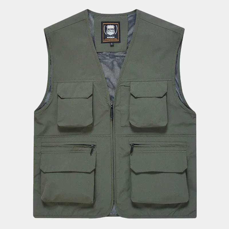 Men's Quick Drying Waterproof Vest Multi Pocket Lightweight Breathable Men Clothing Outdoor Daily Leisure Work Attire Style