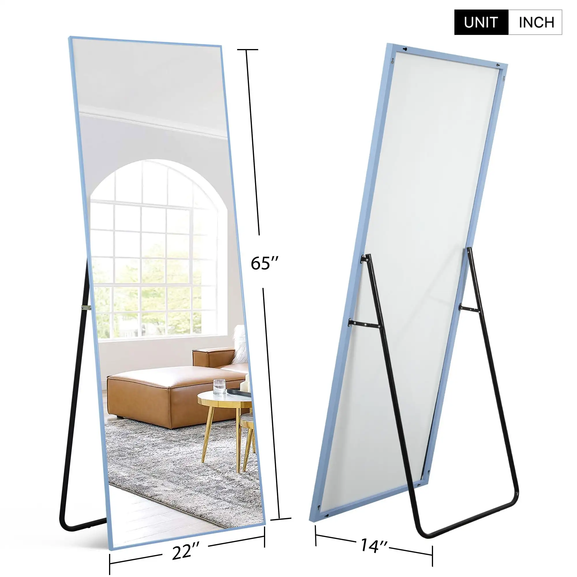 NeuType Full Length Rectangular Standing Floor Mirror with Aluminum